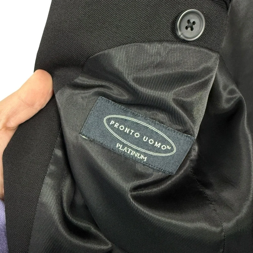 Pronto Uomo Platinum Men’s Classic Wool Blazer in Black Size 42R